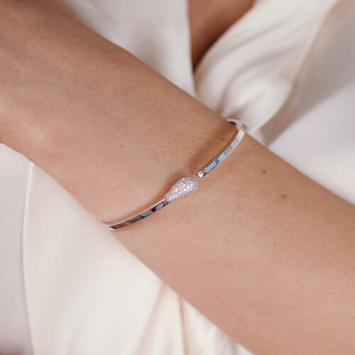 Браслет жёсткий из белого золота с фианитами Ювелирное изделие - Браслет жёсткий из белого золота с фианитами в магазине Best-Gold 090069