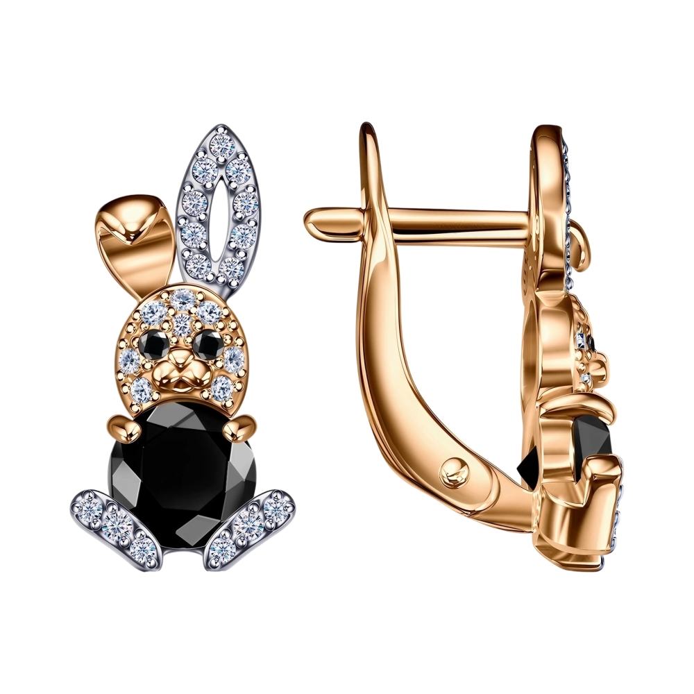 Ювелирное изделие - Серьги из красного золота с фианитами в магазине Best-Gold 150629