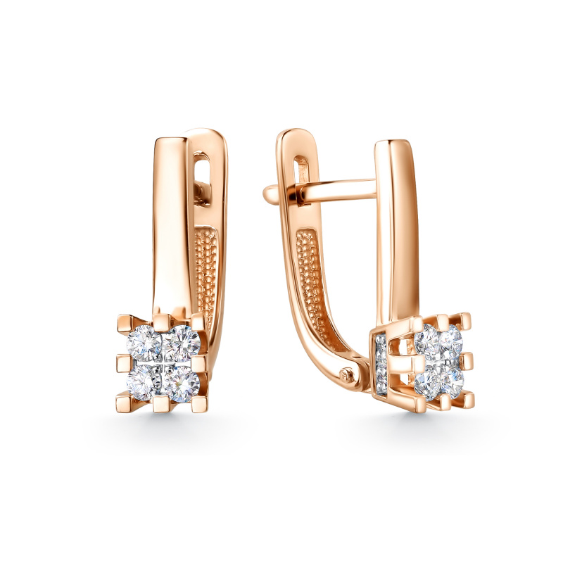 Серьги в красном золоте с бриллиантами Ювелирное изделие - Серьги в красном золоте с бриллиантами в магазине Best-Gold 132329