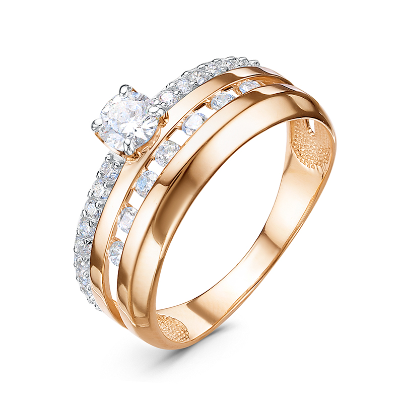 Кольцо из красного золота с фианитами Ювелирное изделие - Кольцо из красного золота с фианитами в магазине Best-Gold 124904