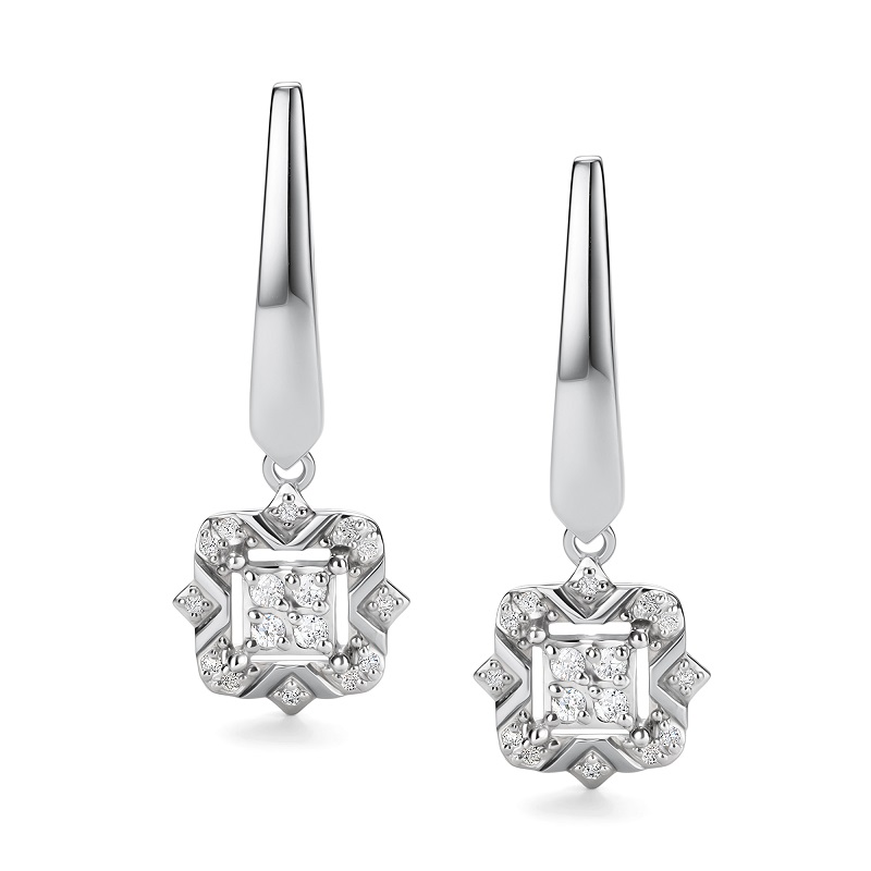 Ювелирное изделие - Серьги из белого золота с бриллиантами в магазине Best-Gold 154393