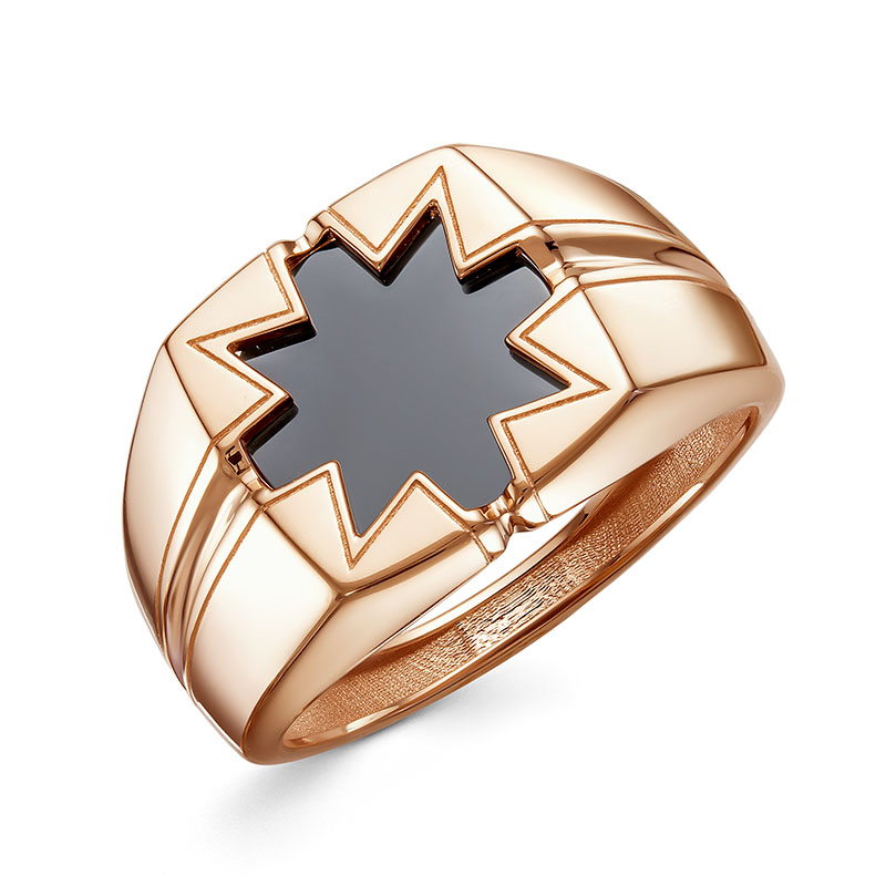 Мужская печатка из красного золота с ситаллом Ювелирное изделие - Мужская печатка из красного золота с ситаллом в магазине Best-Gold 147357