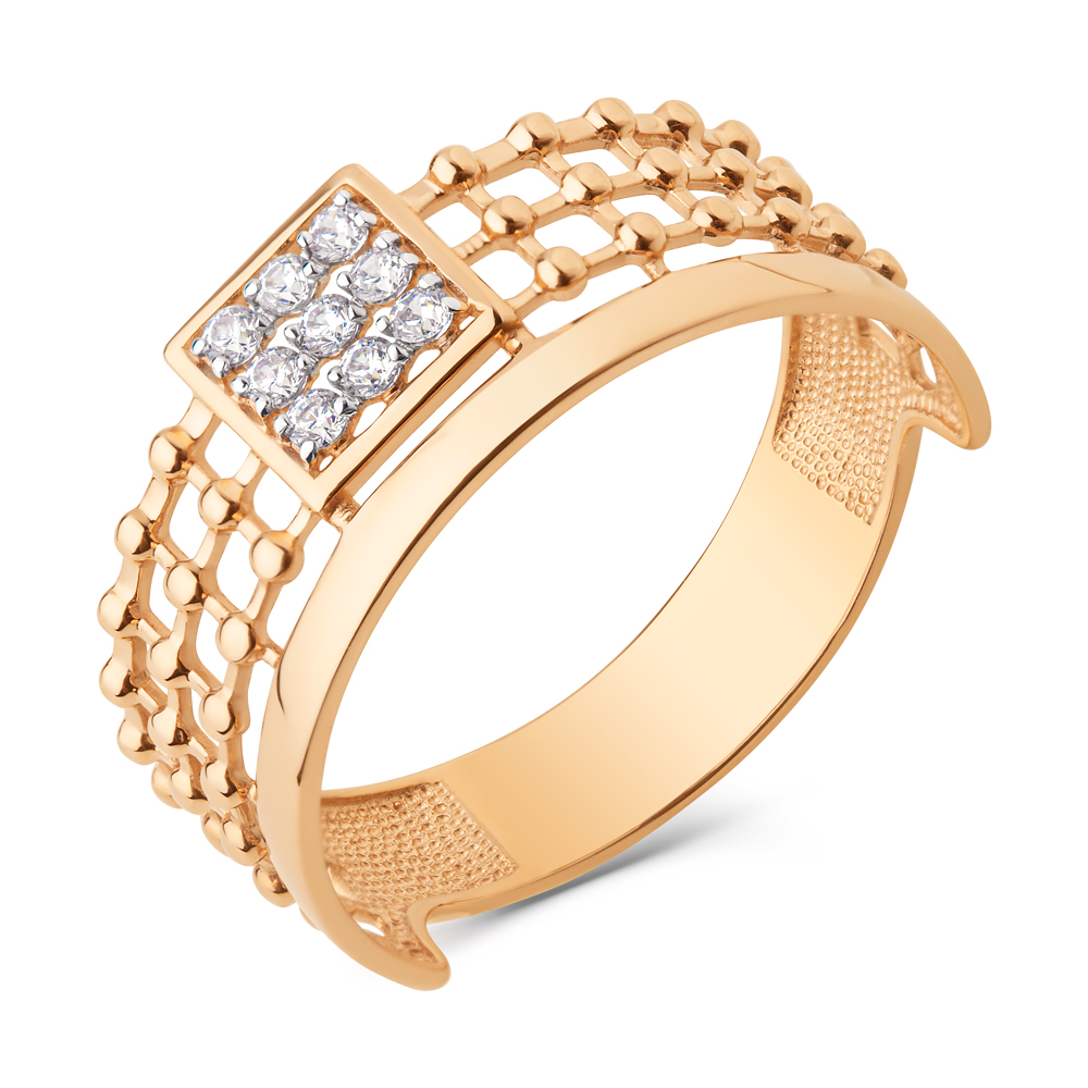 Ювелирное изделие - Кольцо из красного золота с фианитами в магазине Best-Gold 145446