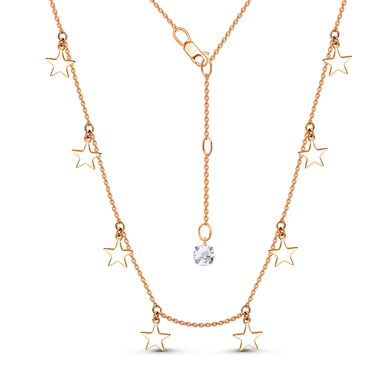 Колье в красном золоте с фианитами Ювелирное изделие - Колье в красном золоте с фианитами в магазине Best-Gold 133027