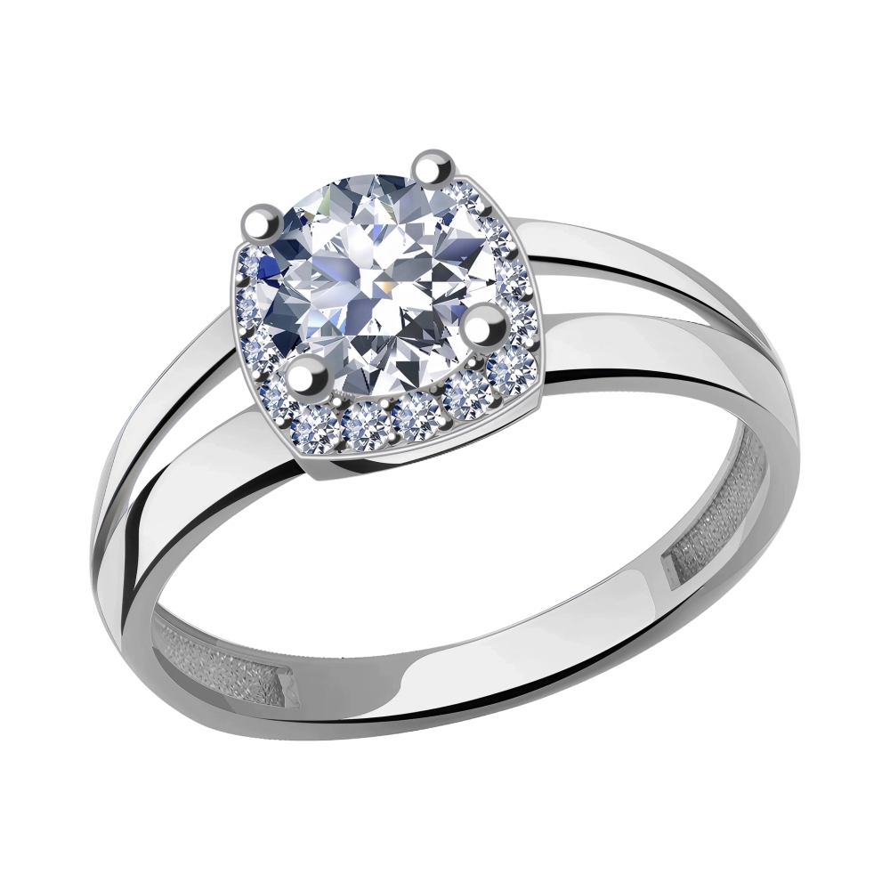 Ювелирное изделие - Кольцо из белого золота с фианитами в магазине Best-Gold 139940