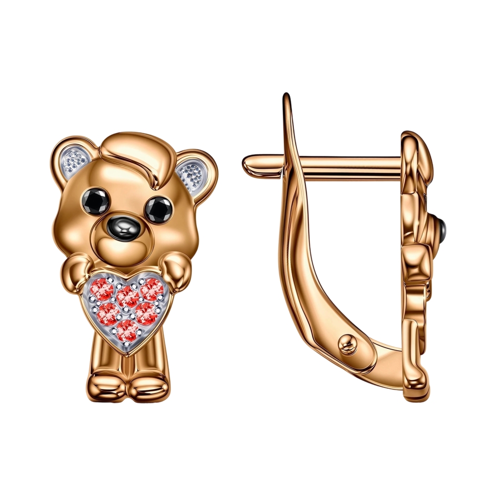 Ювелирное изделие - Серьги из красного золота с фианитами в магазине Best-Gold 150639