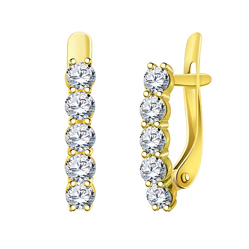 Серьги из жёлтого золота с фианитами Ювелирное изделие - Серьги из жёлтого золота с фианитами в магазине Best-Gold 102315