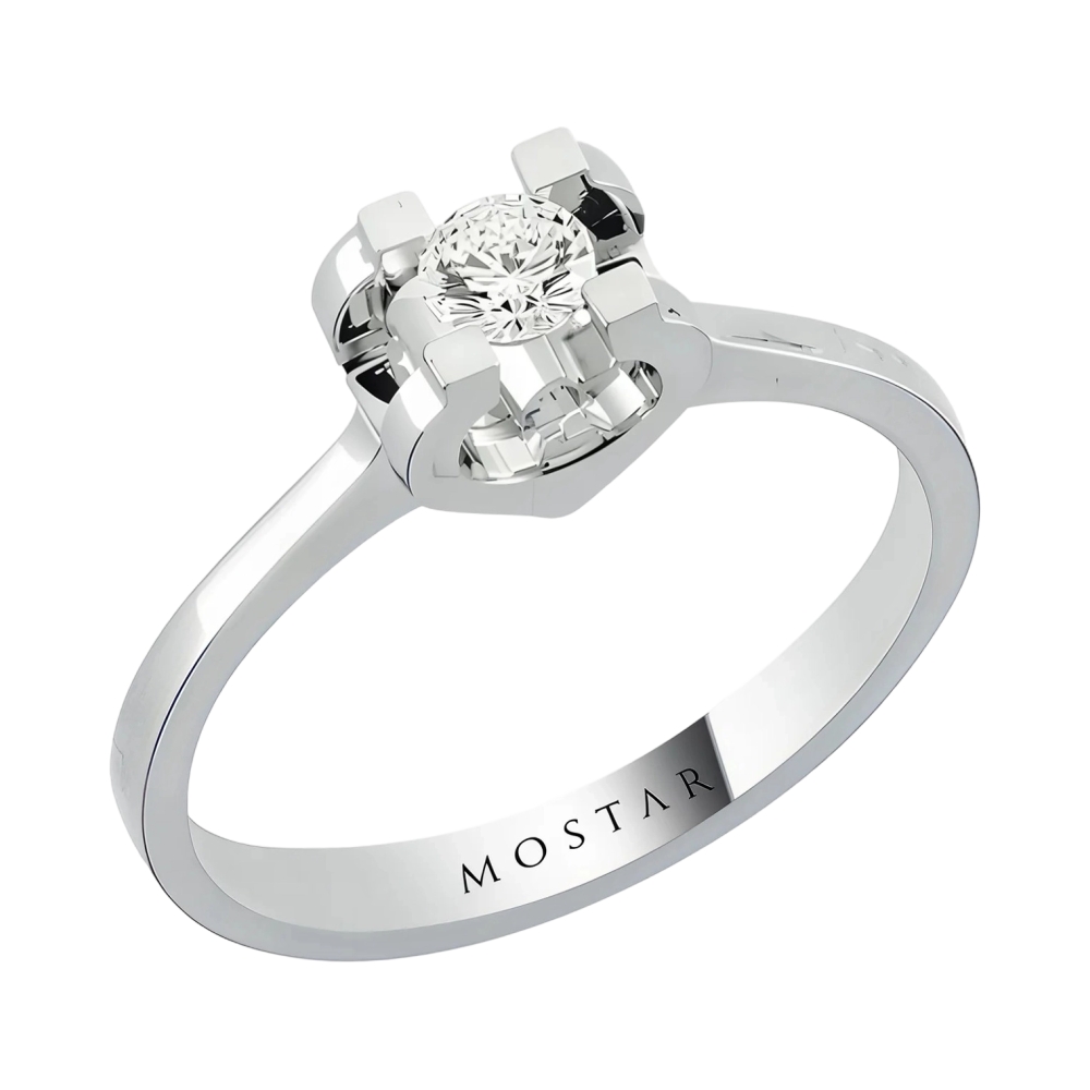 Ювелирное изделие - Кольцо помолвочное из белого золота с бриллиантом в магазине Best-Gold 044072