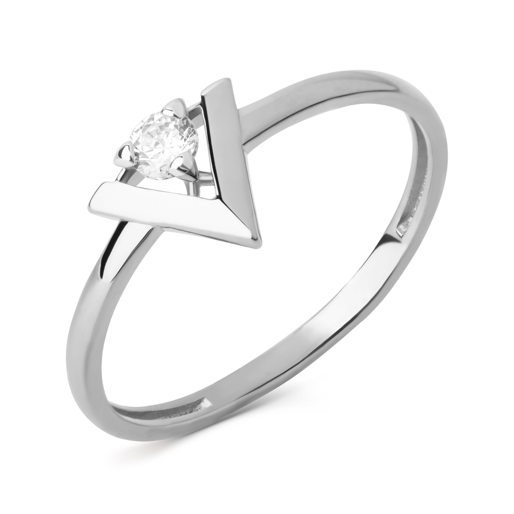 Ювелирное изделие - Кольцо из белого золота с фианитом в магазине Best-Gold 129016