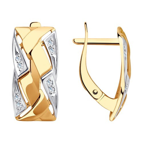 Серьги из комбинированного золота с фианитами Ювелирное изделие - Серьги из комбинированного золота с фианитами в магазине Best-Gold 030178