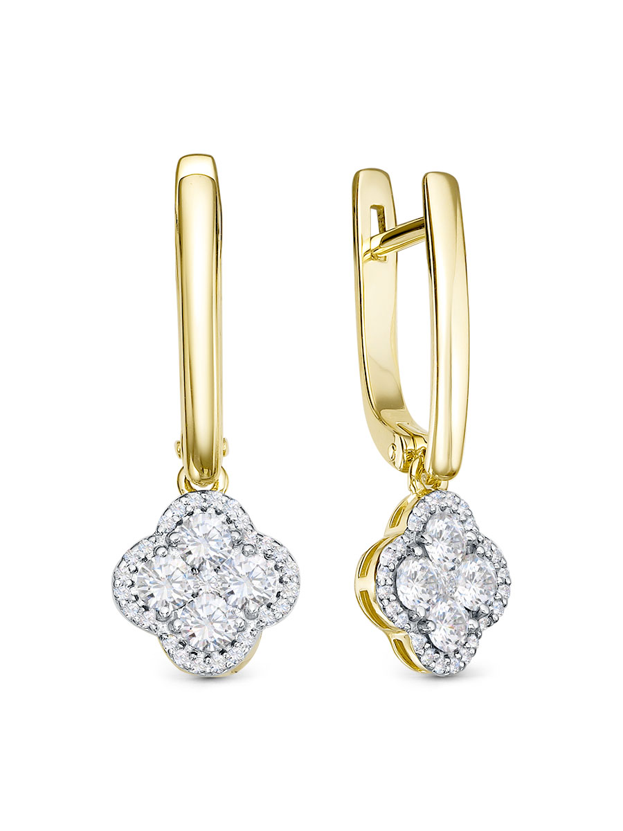 Ювелирное изделие - Серьги из желтого золота с бриллиантами в магазине Best-Gold 142277