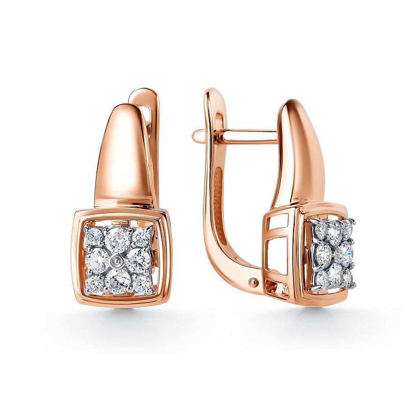 Ювелирное изделие - Серьги в красном золоте с бриллиантами в магазине Best-Gold 132317