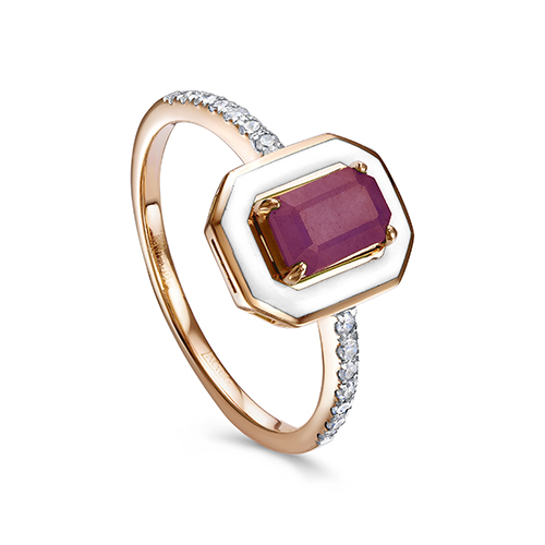 Кольцо из красного золота с турмалином и бриллиантами