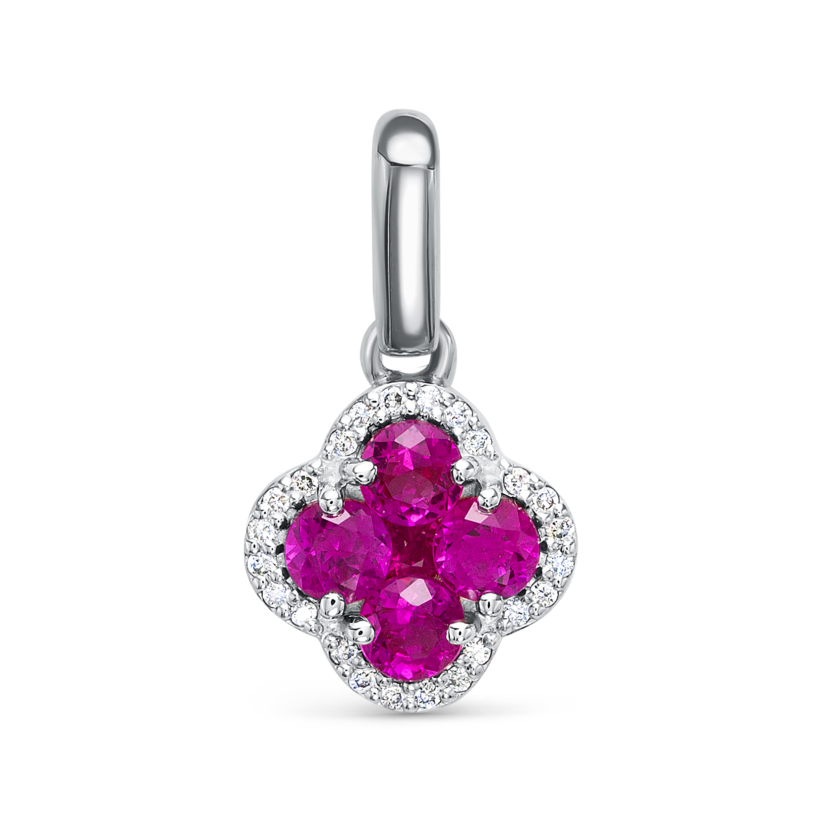 Ювелирное изделие - Подвеска из белого золота с рубинами и бриллиантами в магазине Best-Gold 131404