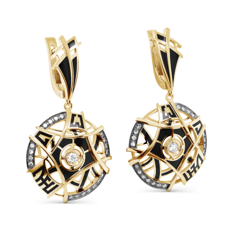 Серьги из желтого золота с бриллиантами Ювелирное изделие - Серьги из желтого золота с бриллиантами в магазине Best-Gold 131416