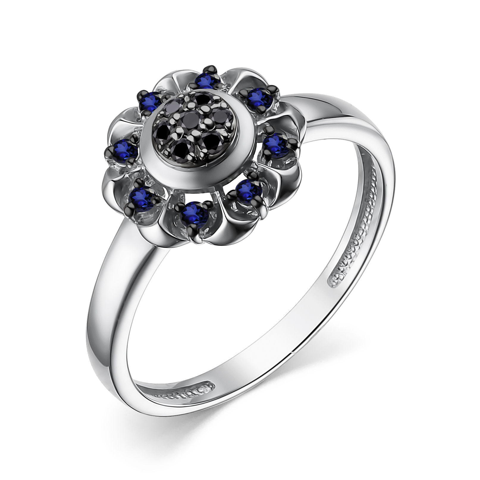 Кольцо из белого золота с сапфиром и бриллиантами Ювелирное изделие - Кольцо из белого золота с сапфиром и бриллиантами в магазине Best-Gold 094944