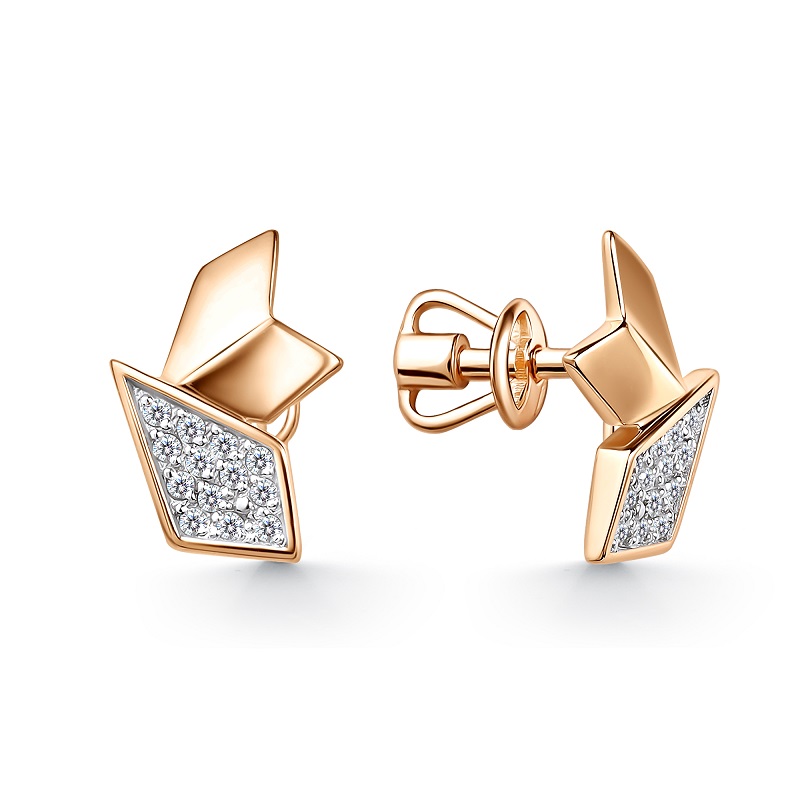 Ювелирное изделие - Серьги из красного золота с фианитами в магазине Best-Gold 152181