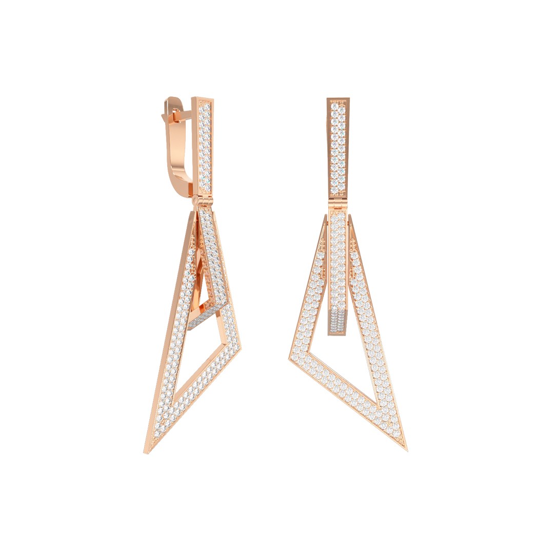 Серьги из красного золота с фианитами Ювелирное изделие - Серьги из красного золота с фианитами в магазине Best-Gold 068501