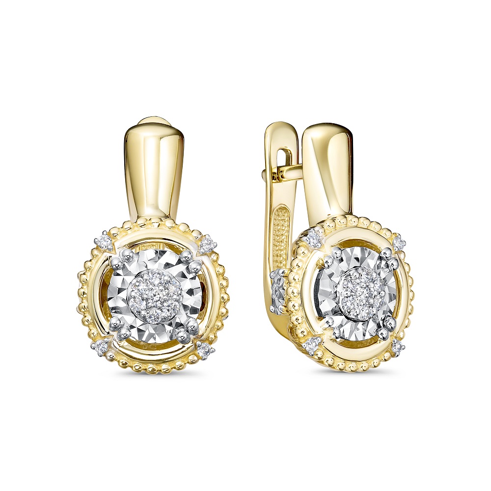 Серьги из желтого золота из бриллиантами Ювелирное изделие - Серьги из желтого золота из бриллиантами в магазине Best-Gold 149363