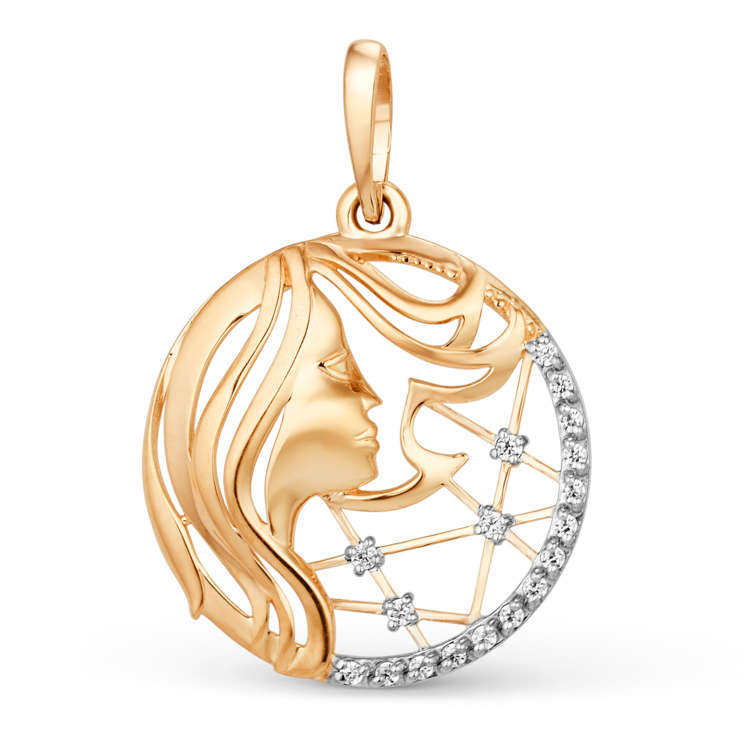 Ювелирное изделие - Подвеска из красного золота с фианитами в магазине Best-Gold 033814