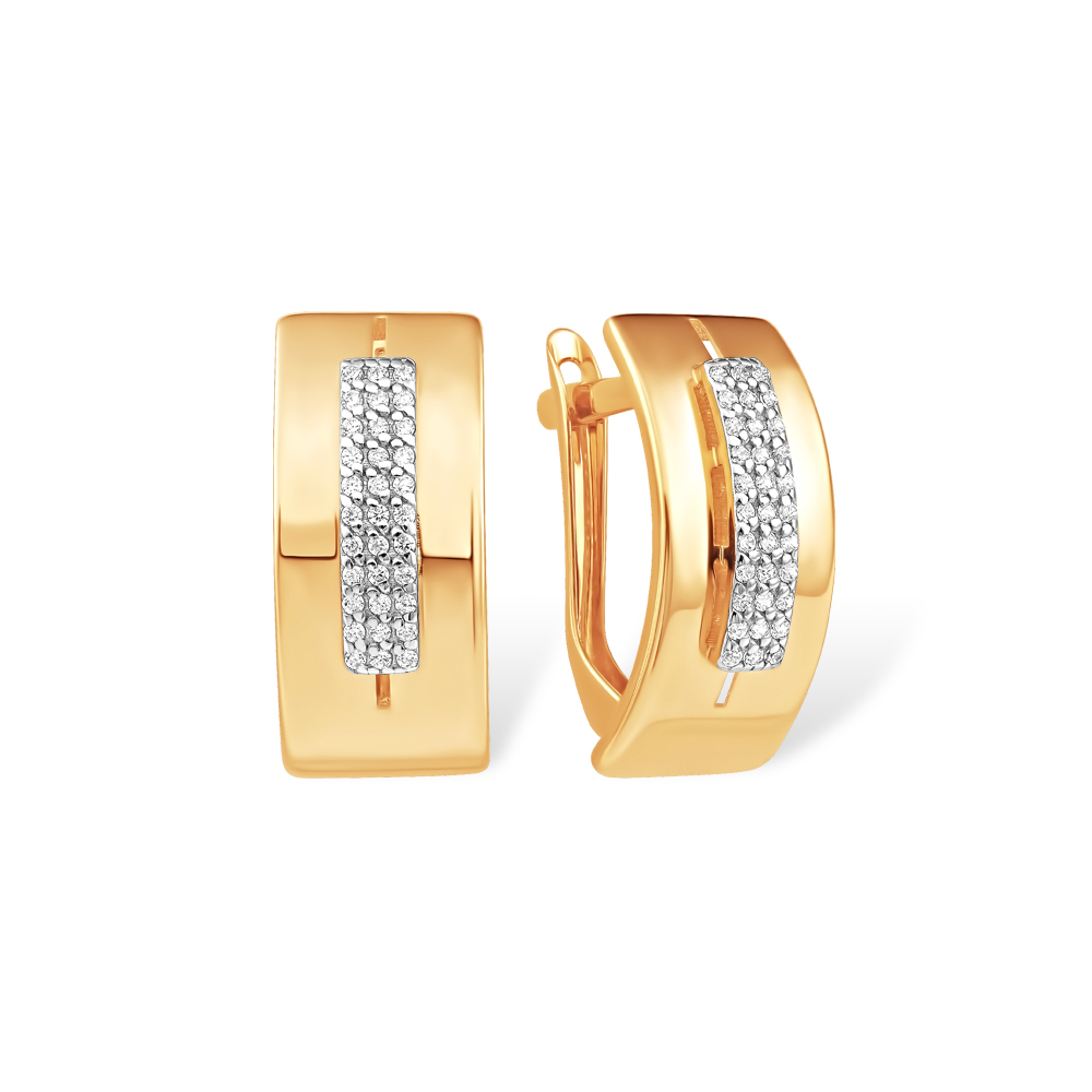 Серьги из красного золота с фианитами