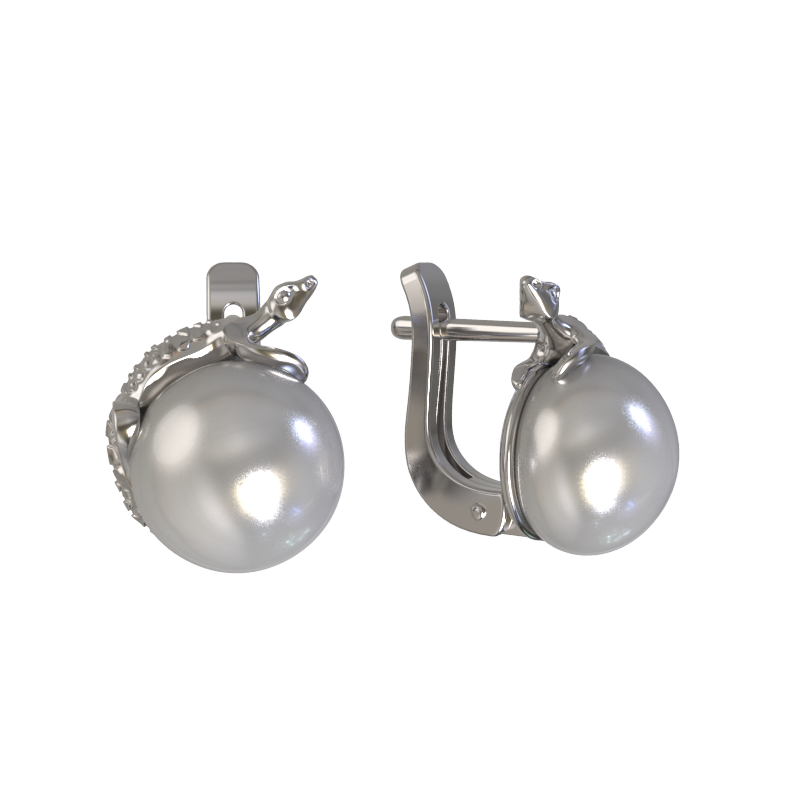 Серьги из серебра с жемчугом Ювелирное изделие - Серьги из серебра с жемчугом в магазине Best-Gold 098169
