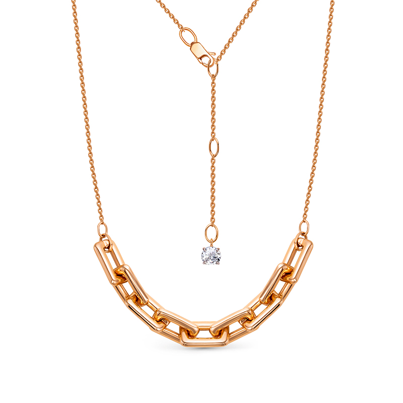 Колье из красного золота с фианитом Ювелирное изделие - Колье из красного золота с фианитом в магазине Best-Gold 105775