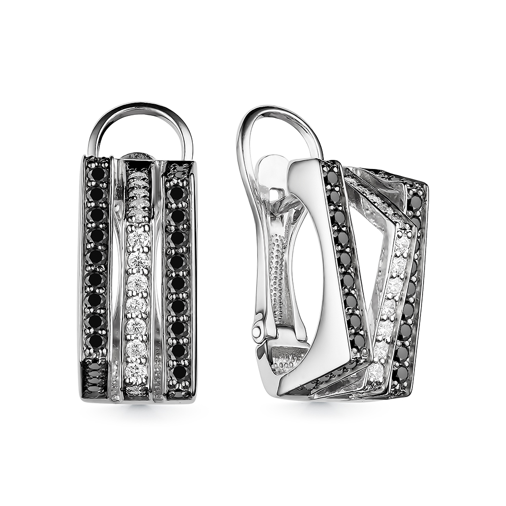 Ювелирное изделие - Серьги из белого золота с бриллиантами в магазине Best-Gold 108996