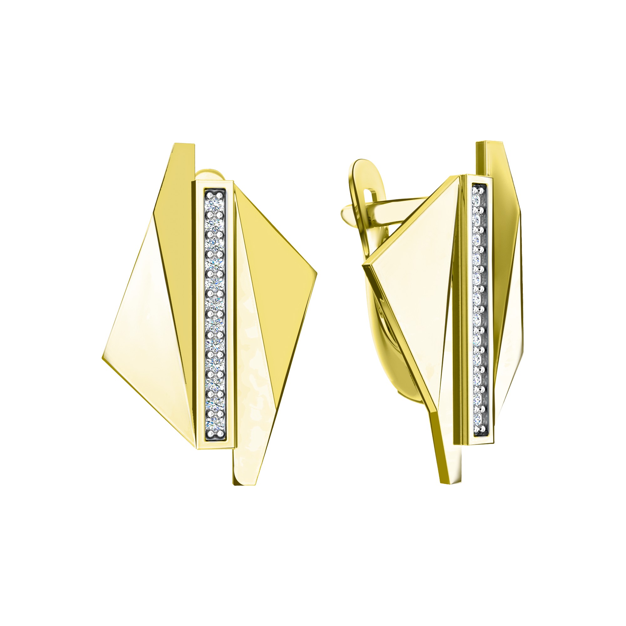 Серьги в желтом золоте с фианитами Ювелирное изделие - Серьги в желтом золоте с фианитами в магазине Best-Gold 126816