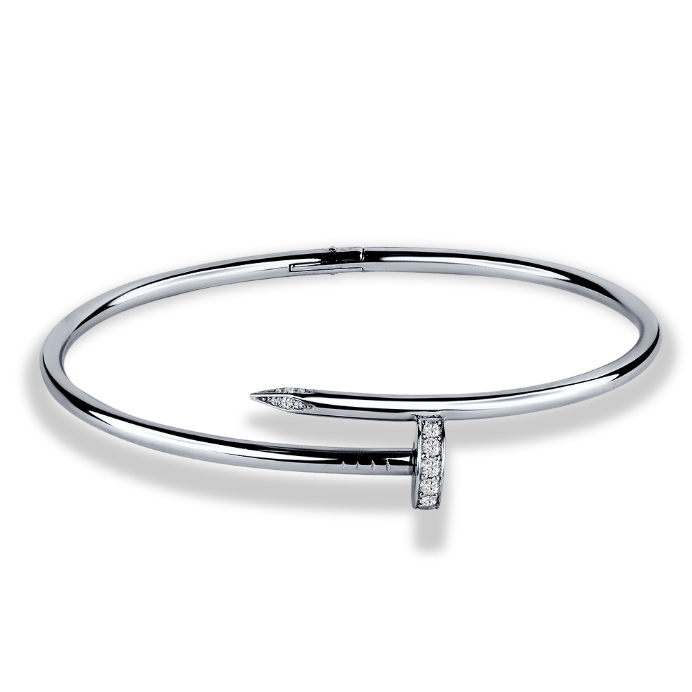 Браслет жёсткий из серебра с фианитами Ювелирное изделие - Браслет жёсткий из серебра с фианитами в магазине Best-Gold 073772