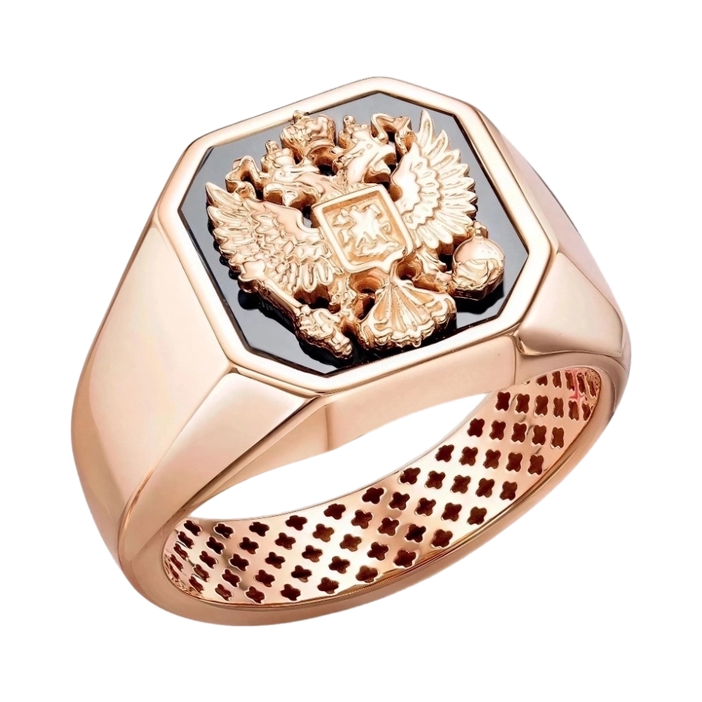 Ювелирное изделие - Кольцо из красного золота с ониксом в магазине Best-Gold 152054