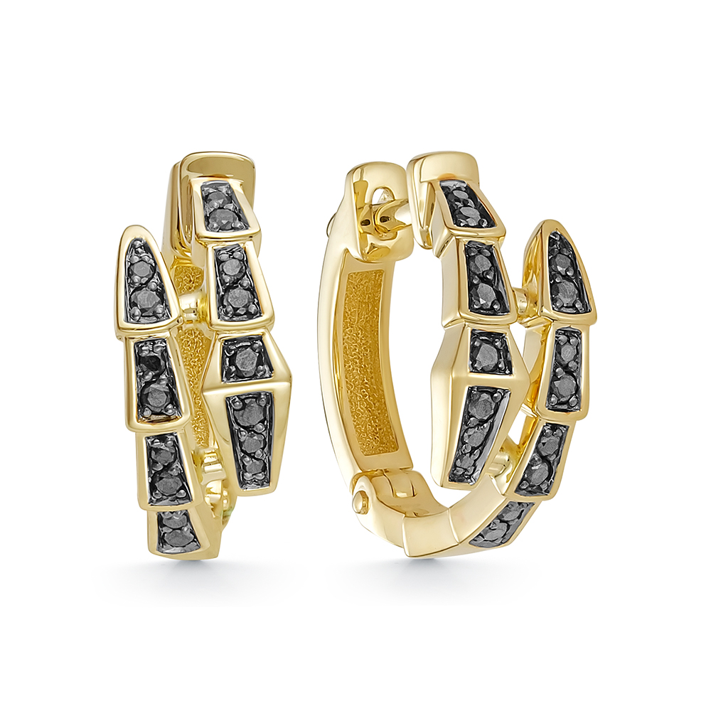 Серьги из красного золота с чёрными бриллиантами Ювелирное изделие - Серьги из красного золота с чёрными бриллиантами в магазине Best-Gold 125412