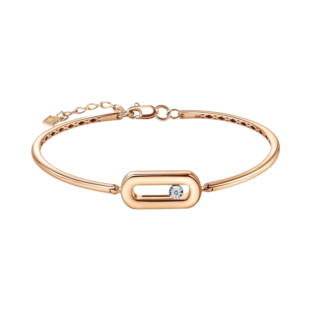 Браслет жесткий из красного золота с бриллиантами Ювелирное изделие - Браслет жесткий из красного золота с бриллиантами в магазине Best-Gold 150692