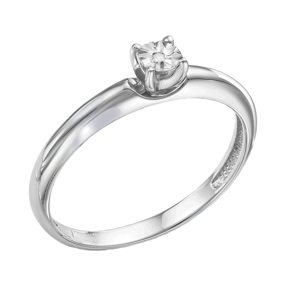 Ювелирное изделие - Кольцо в серебре с бриллиантом в магазине Best-Gold 127568