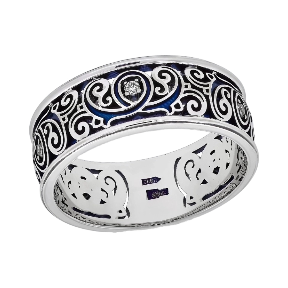 Обручальное кольцо из белого золота с бриллиантом Ювелирное изделие - Обручальное кольцо из белого золота с бриллиантом в магазине Best-Gold 154288