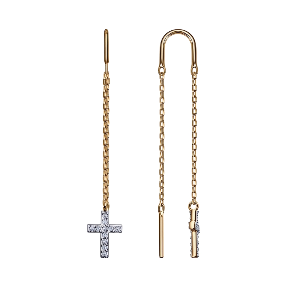 Ювелирное изделие - Серьги из красного золота с фианитами в магазине Best-Gold 150635