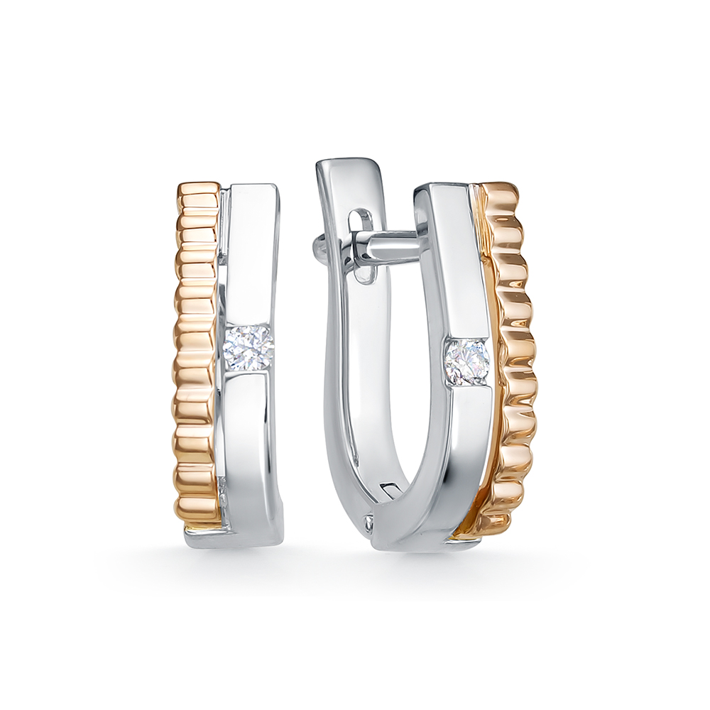 Серьги из комбинированного золота с бриллиантами Ювелирное изделие - Серьги из комбинированного золота с бриллиантами в магазине Best-Gold 124632