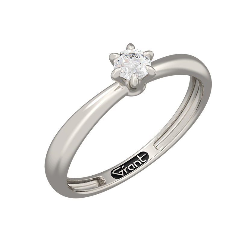 Кольцо помолвочное из белого золота с бриллиантом