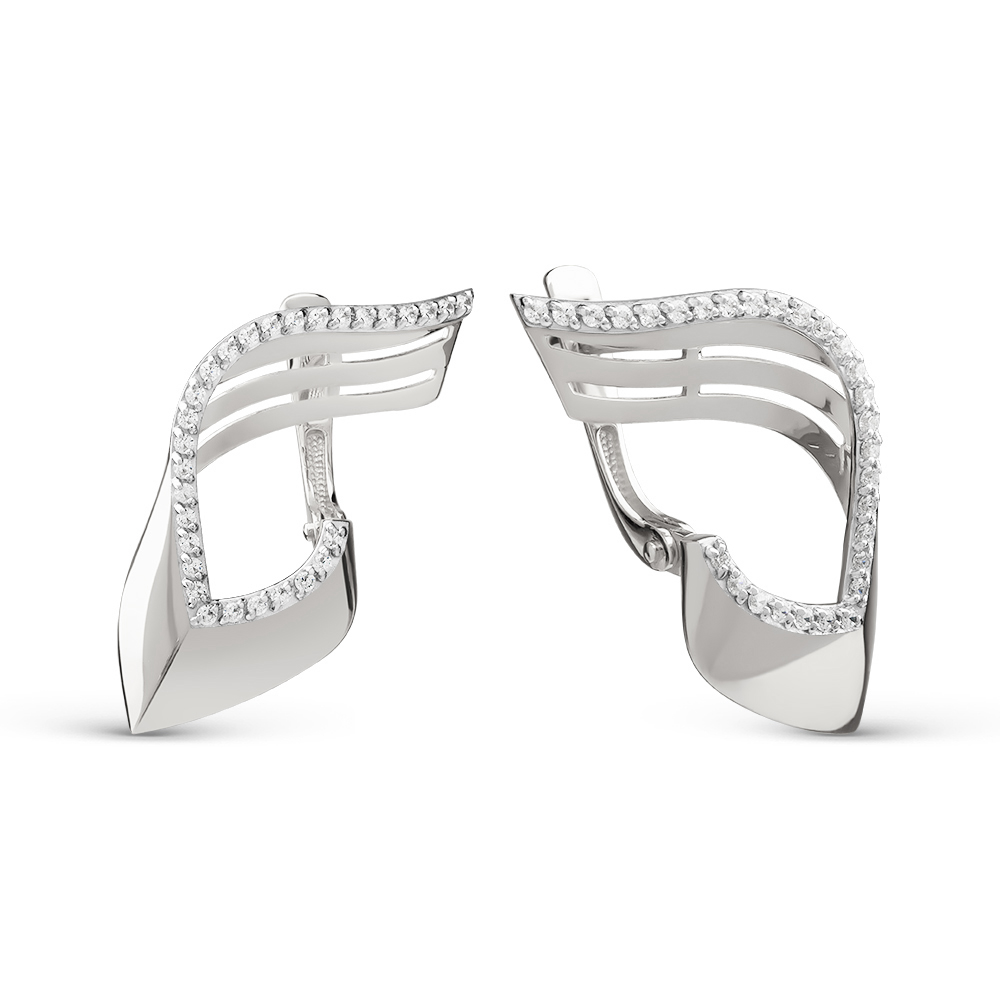 Ювелирное изделие - Серьги из белого золота с фианитами в магазине Best-Gold 151589