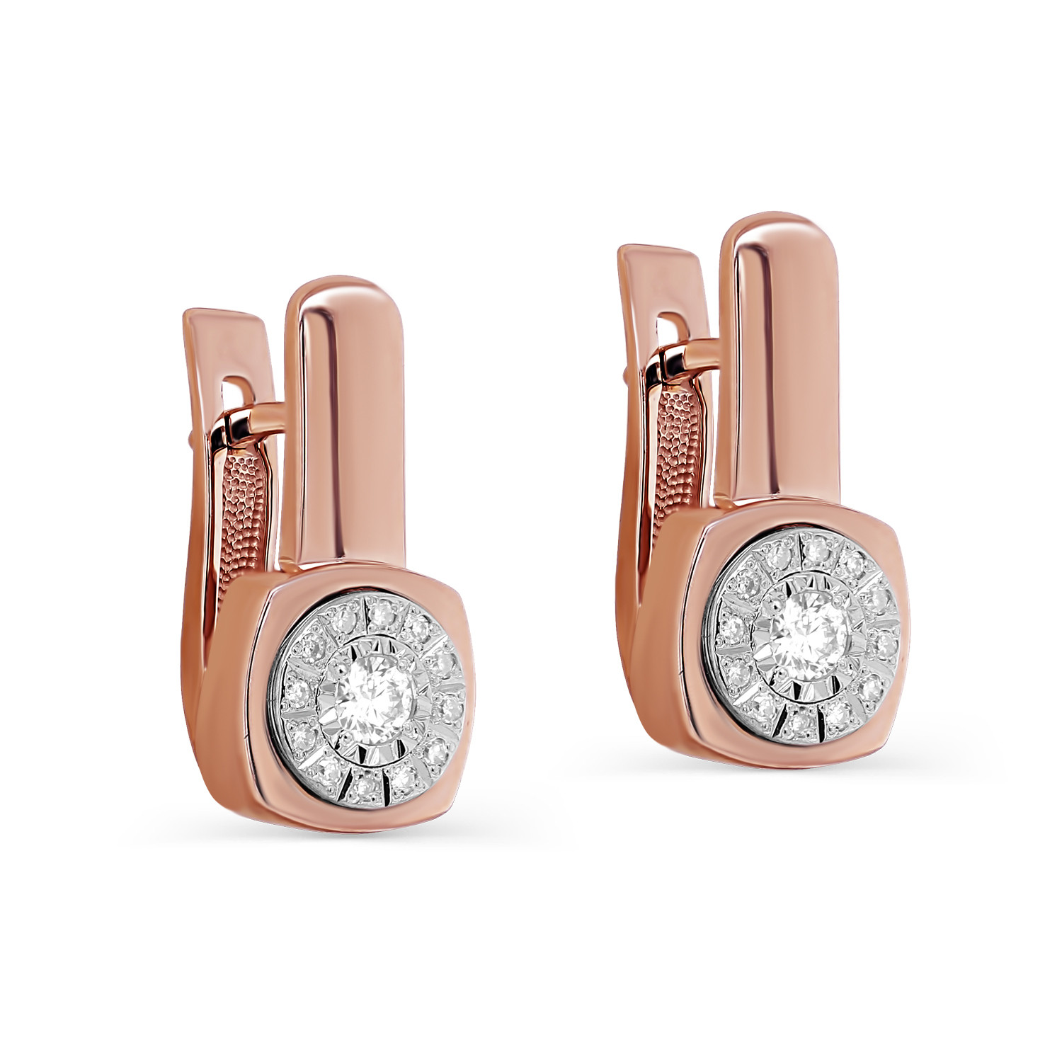 Серьги из красного золота с бриллиантами Ювелирное изделие - Серьги из красного золота с бриллиантами в магазине Best-Gold 032557