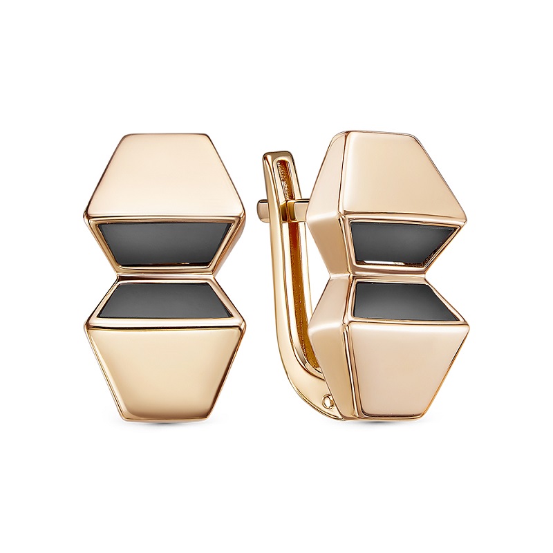 Ювелирное изделие - Серьги из красного золота с ониксом в магазине Best-Gold 157785