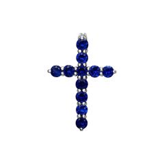 Ювелирное изделие - Крест из белого золота с сапфирами в магазине Best-Gold 030938