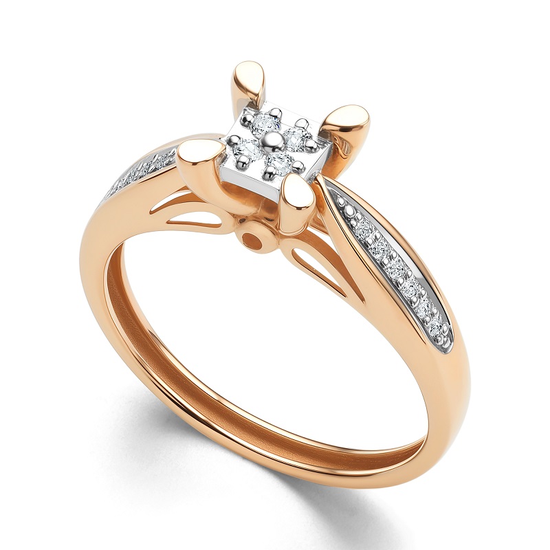 Кольцо из красного золота с бриллиантами Ювелирное изделие - Кольцо из красного золота с бриллиантами в магазине Best-Gold 154413