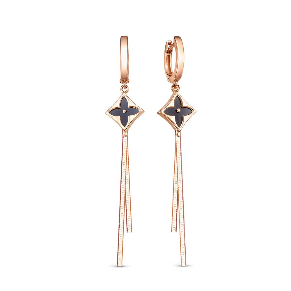 Ювелирное изделие - Серьги из красного золота с ониксом в магазине Best-Gold 149545