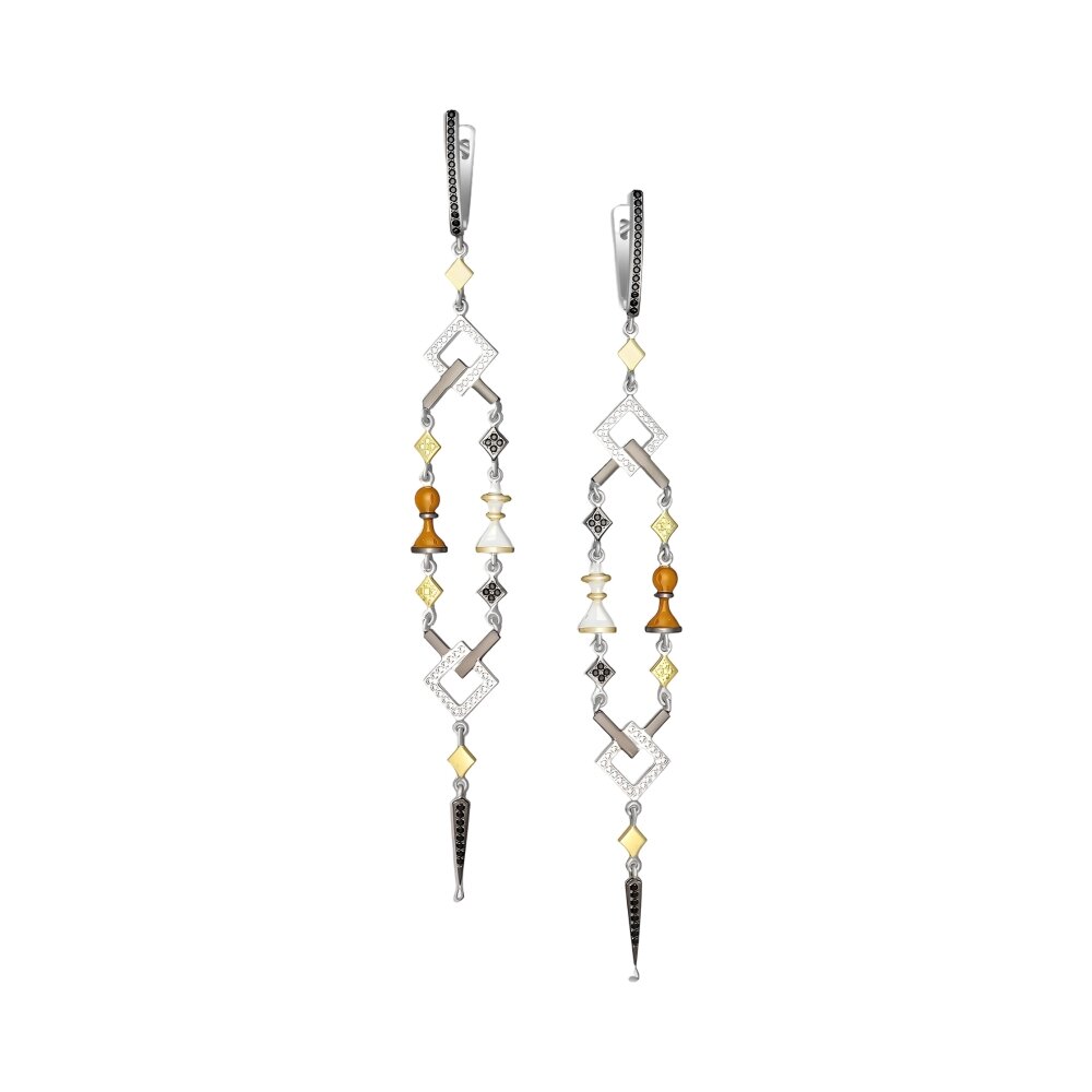 Серьги в серебре с фианитами Ювелирное изделие - Серьги в серебре с фианитами в магазине Best-Gold 128660