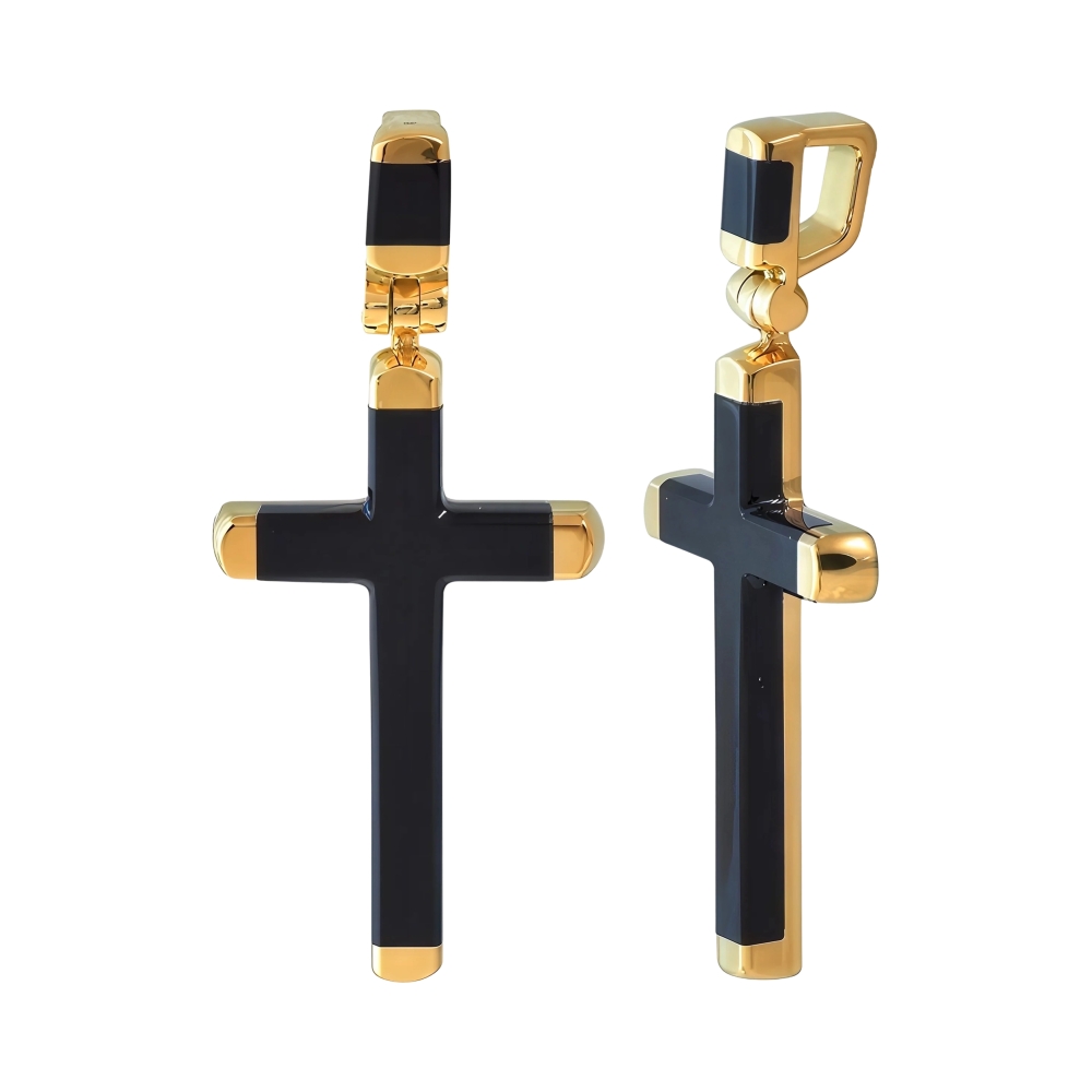 Ювелирное изделие - Крест из красного золота с агатом в магазине Best-Gold 155873