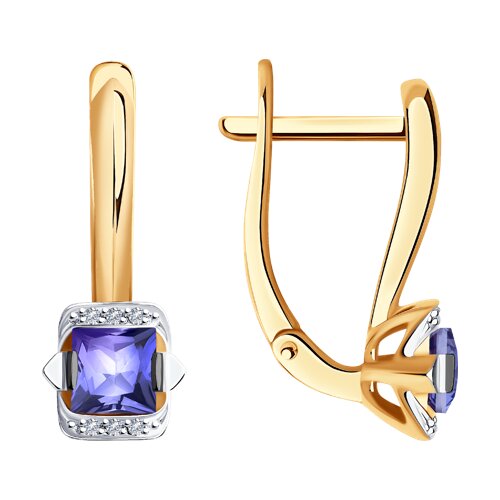 Серьги из красного золота с танзанитом и бриллиантами Ювелирное изделие - Серьги из красного золота с танзанитом и бриллиантами в магазине Best-Gold 141629