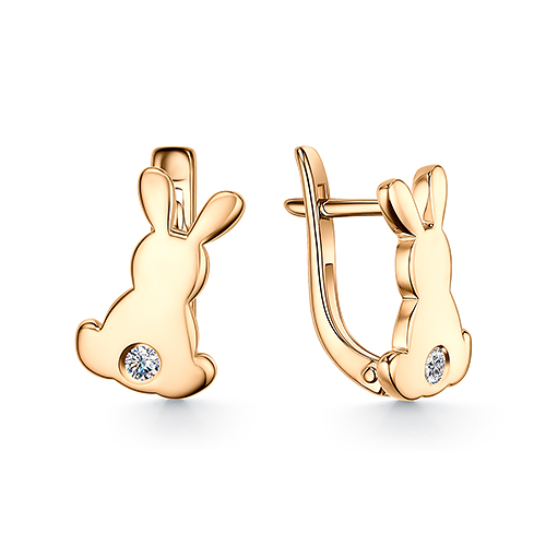 Серьги из красного золота с фианитами Ювелирное изделие - Серьги из красного золота с фианитами в магазине Best-Gold 042178