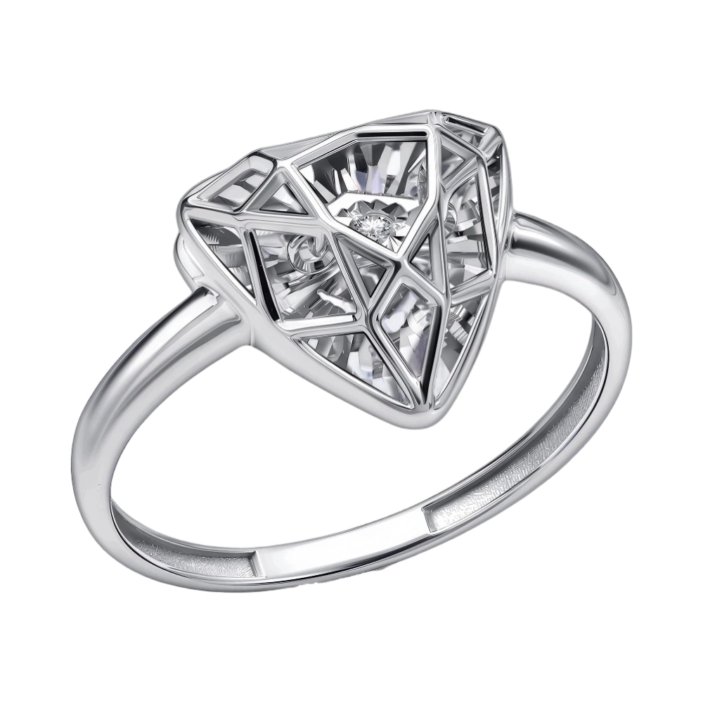 Ювелирное изделие - Кольцо  из белого золота с бриллиантом в магазине Best-Gold 156953