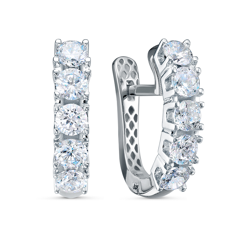 Серьги из серебра с фианитами